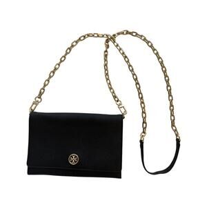 Tory Burch Black Wallet Clutch With Gold Accents